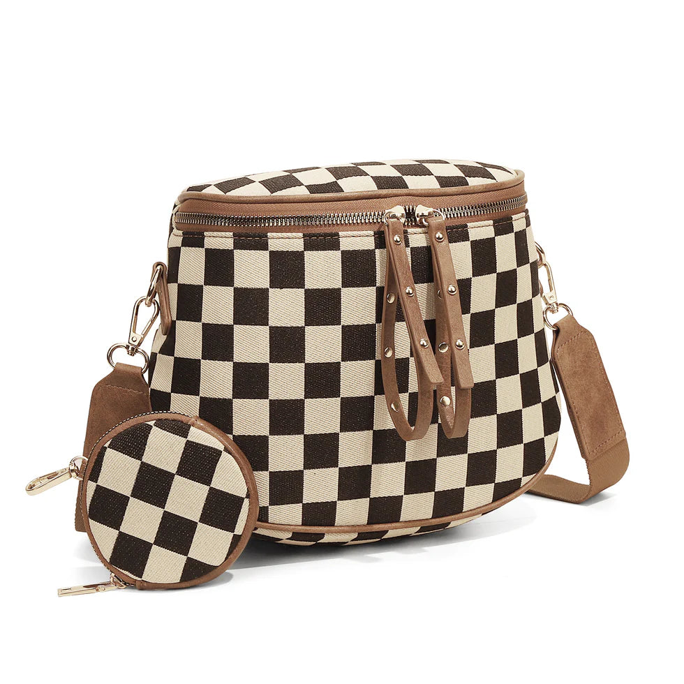 Plaid Crossbody Bag Single-shoulder Large Capacity Shell-shaped